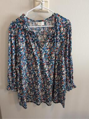 Melloday Women's 3x Black Floral Blouse Fairy Whimsical Plus Size Top